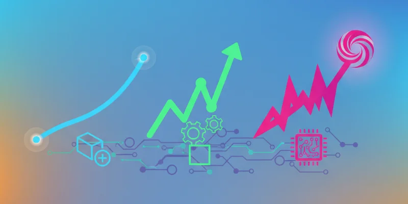 3つのフレームワークの学習曲線をそれぞれ異なる傾斜で表現したイラスト。難易度を直感的に理解できるよう、分かりやすいデザインにする。