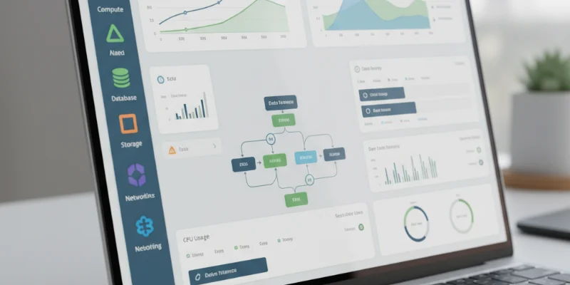パソコンの画面の一部を写した写真。クラウドサービスのダッシュボードのようなインターフェースが表示されている様子。